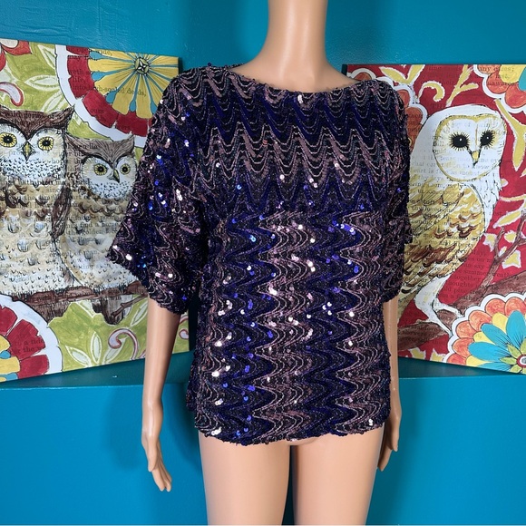Vintage Ann Green Blouse Sequin - Picture 7 of 10